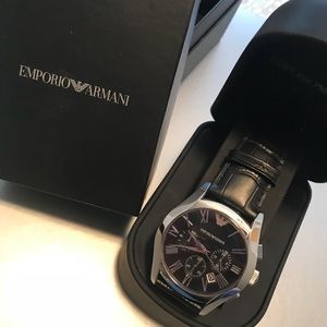Emporio Armani leather watch.